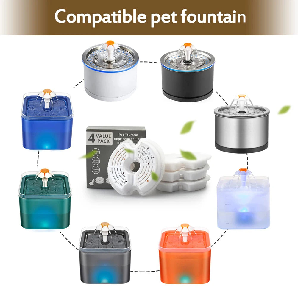 4/8/32Pcs Replaced Activated Carbon Replacement Fountain Filters for Cat Pet Dog Water Drinking Dispenser Replacement Set