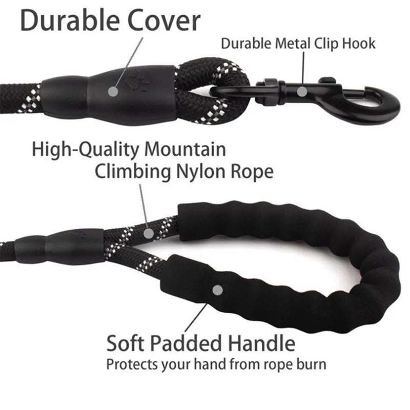 1.5M Pet Leash with Reflective & Comfortable Padded Handle for Small, Medium and Large Dogs
