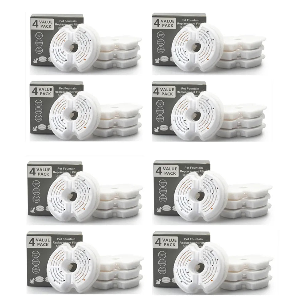 4/8/32Pcs Replaced Activated Carbon Replacement Fountain Filters for Cat Pet Dog Water Drinking Dispenser Replacement Set